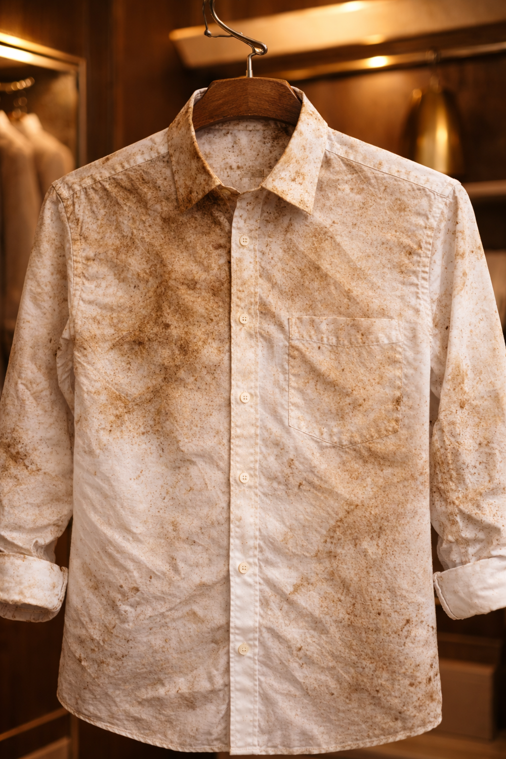 An image of a dirty white shirt.