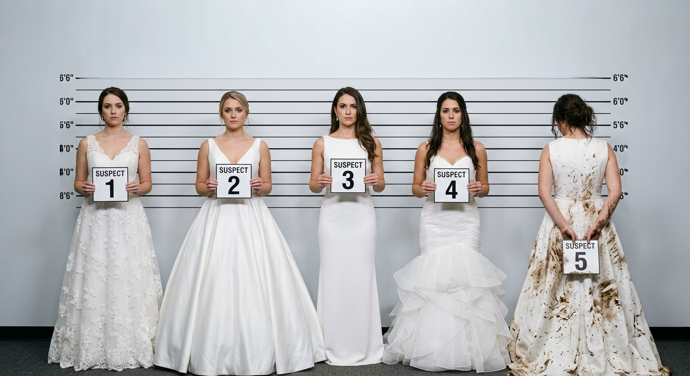 our-dirty-bride-cropped A lineup of brides with 1 dirty one.
