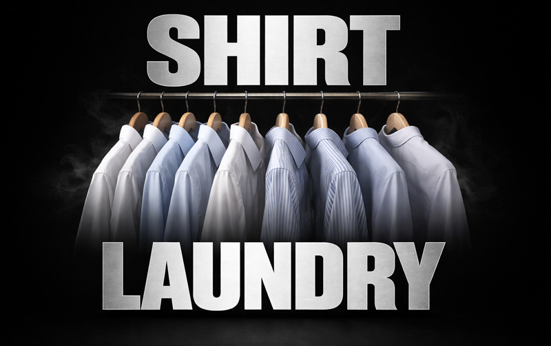 shirt-laundry-800 A 3D image for Shirt Laundry of letters.